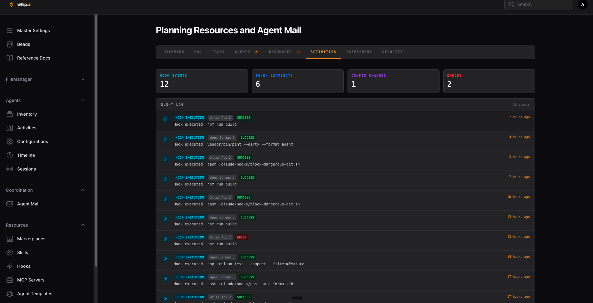 Screenshot of a detailed project plan